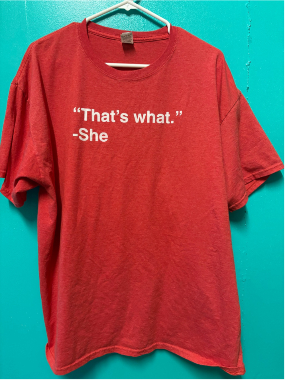 Men's Fruit of the Loom Graphic Tee XL Red White That's What She Said